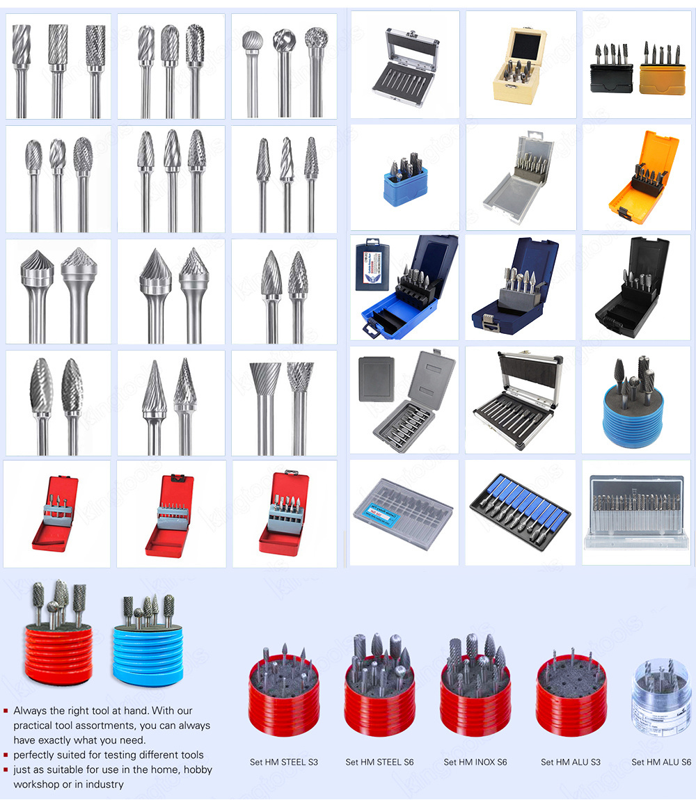 8PCS 6mm 1/4&quot; Shank Die Grinder Bit Tool Double Cut Solid Woodworking Premium Tungsten Steel Carbide Rotary Burr Set