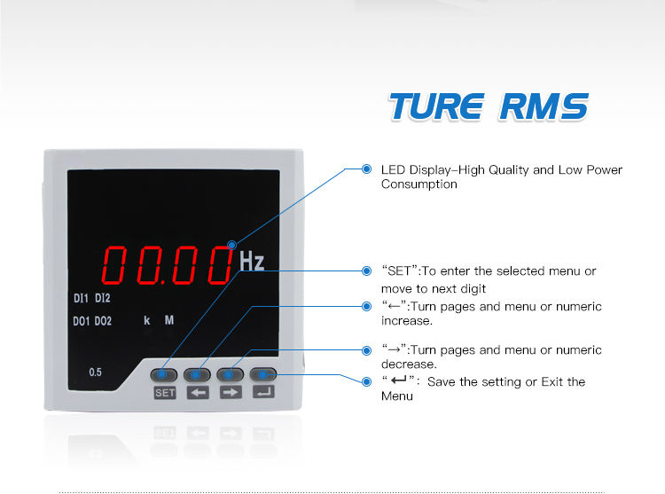 Settable Alarm Intelligent Single Phase Frequency Meter Measurement