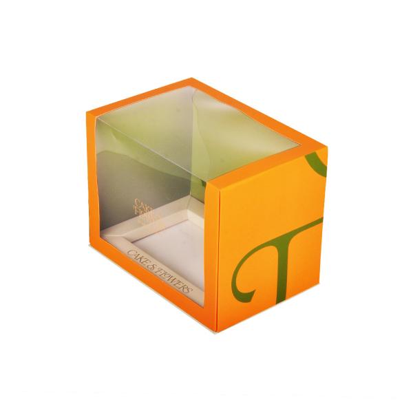 Cheap Rectangle Custom Cake Boxes With Window 350g Coated Paper Material for sale