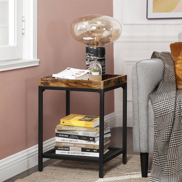 Cheap Side Table with Raised Edges, Industrial Side Table, Multi-functional End Table, LET36BX for sale