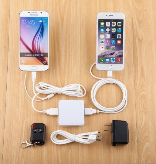 Cheap COMER 2port display mobile phone charging host with alarm security controller for digital shops for sale