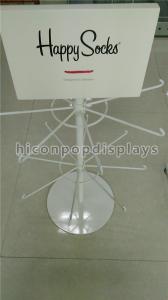 2-Layer White Pop Merchandise Displays Unit Custom Happy Socks Display 16 Hooks