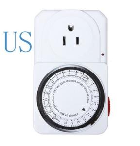 Worldwide US Plug 24 Hour Programmable Mechanical Electrical Plug Program Timer Power Switch Energy Saver