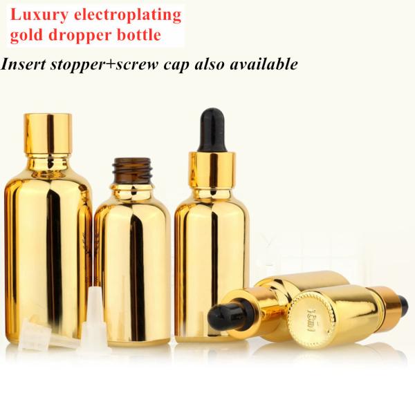 Cheap 20ml 30ml 50ml Empty Reusable Electroplating Gold Cosmetic Package serum Skincare essential oil Glass Dropper Bottle for sale