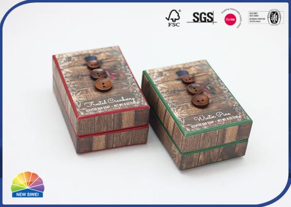 Cheap Snow Man Soap Rigid Shoulder Box With Button Matte Lamination for sale