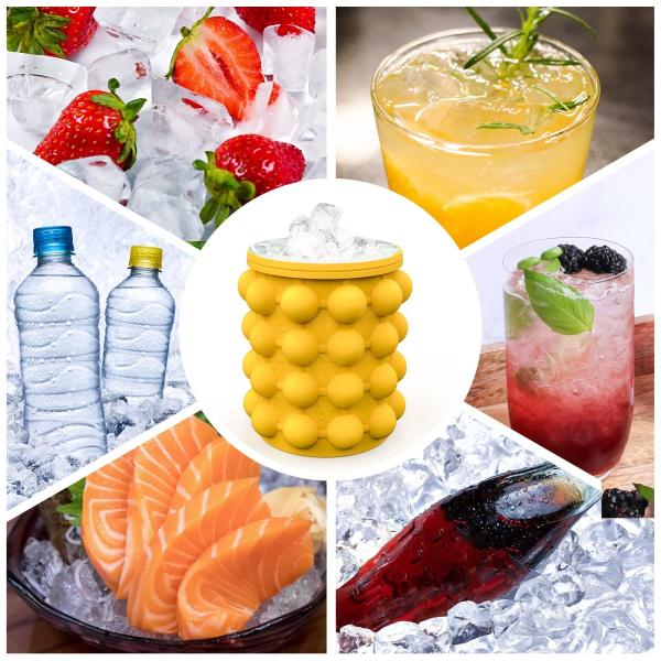 Silicone Ice Bucket Ice Cup With Lid Easy Releaser Ice Cube Mold Ice Trays Ice Cube Maker For Cocktail Whiskey Beverages