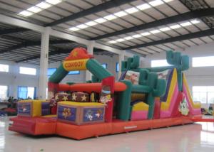 Amusement Park Inflatable Obstacle Courses Cowboy Design 13 X 4 X 4.6m Customized