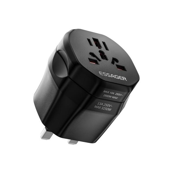 Cheap Black Travel Power Adapter ESSAGER WL-033-WL-09 Series EU UK to Universal UK to EU for sale