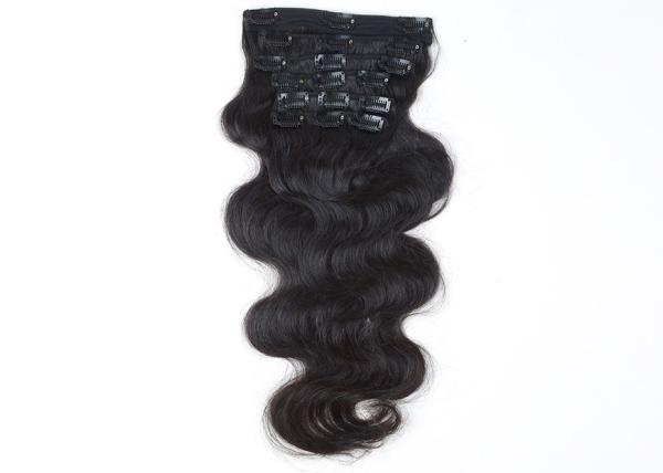 Cheap Black Women Clip In Natural Hair Extensions Soft Clean Full Cuticles Attached for sale