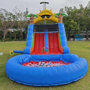 Best Double Lane PVC Inflatable Water Slide Combo With Pool Obstacle Climb Inflatable Pool Slides wholesale