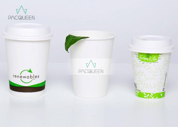 Cheap White Hot Beverage Paper Cups , Biodegradable Drinking Cups Custom Flexco Printing for sale