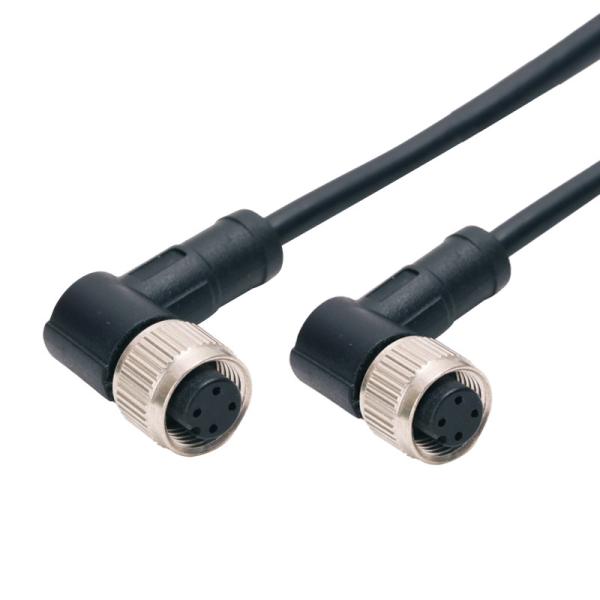 Cheap 250V M12 Waterproof Connector A Coding IP67 90 Degree 4pins Female Molding Connector for sale