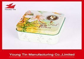 Soap Sud Packaging Rectangular Hinged Tin Containers With Artwork Printing Outside