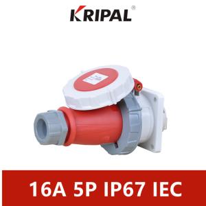 China 16A 5P IP67 IEC Phase Inverter Plug And Panel Mounted Socket on sale