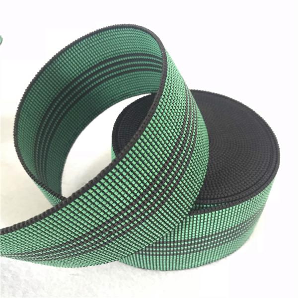 Cheap Width 50mm Green Elastic Webbing with 4 black lines PE webbing for sale