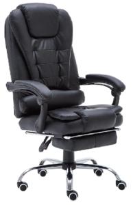 Ergonomic Gaming Desk Chair With 100mm Pneumatic Rod 350mm Chrome Base Footrest PU Leather High-density Foam Multi-position Backrest