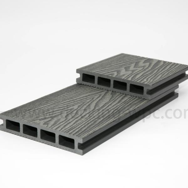 Cheap 1.3%-1.4% Density Shanghai Loading Port 3D Deep Embossed Composite WPC Decking Boards for sale