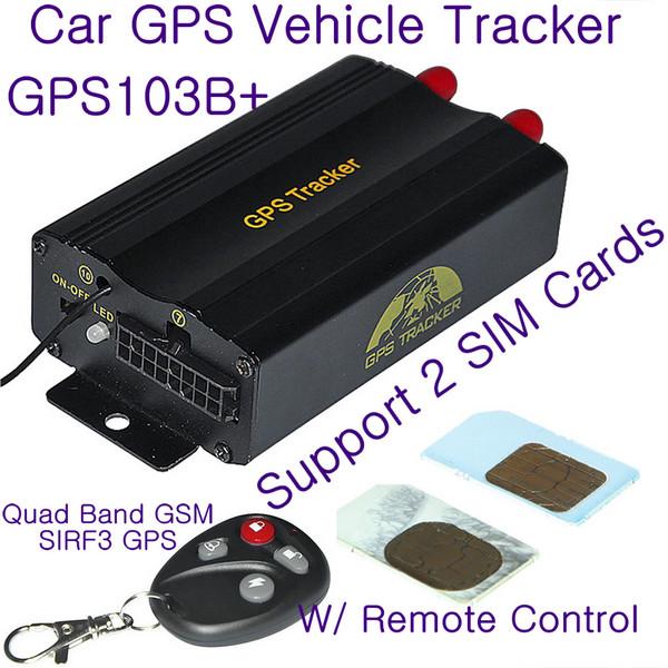 Cheap GPS103B+ Remote Control Car GPS Vehicle Tracker W/ 2 SIM Slot & Central Locking Detection for sale