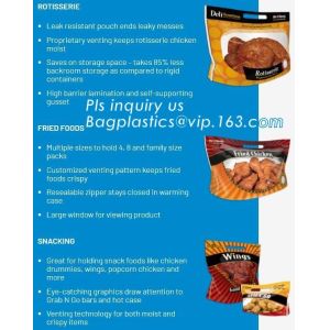 nylon packaging giant hot roast frozen chicken vacuum bag, Hot roast chicken