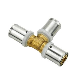 China Plumbing Male Tee Brass Press Fittings Multilayer Pex Pert Pipe Press Fitting For Heating System Watermark on sale
