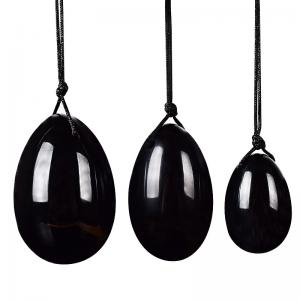 Best 3 pieces/1 set Natural Black Obsidian Yoni Egg for Kegel Exercise Pelvic Body Massage Vaginal Tightening wholesale