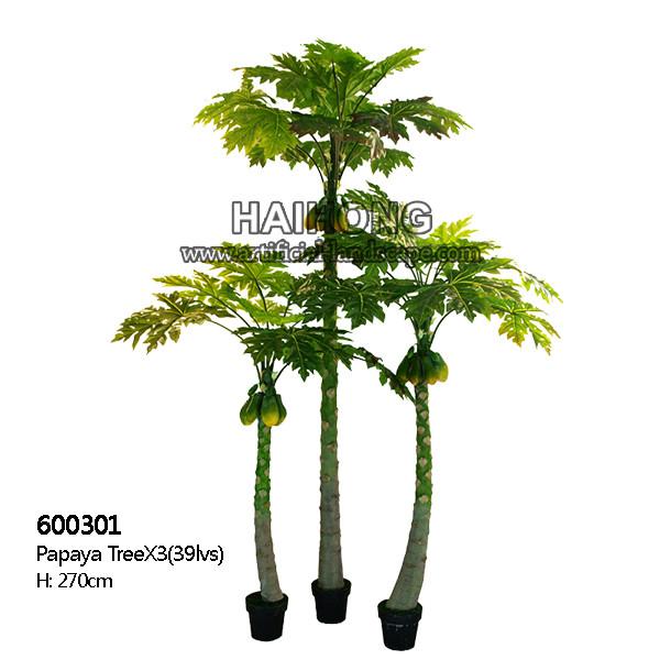 Cheap High Simulation Real Touch 270Cm Plant Papaya Tree Fire Resistance for sale