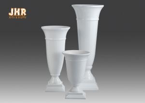 Best Trumpet Glossy White Fiberglass Urn Planters Centerpiece Table Vases Floor Vases wholesale