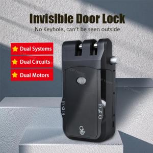 China Invisible Remote Control Anti Theft Door Lock Graffiti Smart Double Motor Drawer Lock on sale