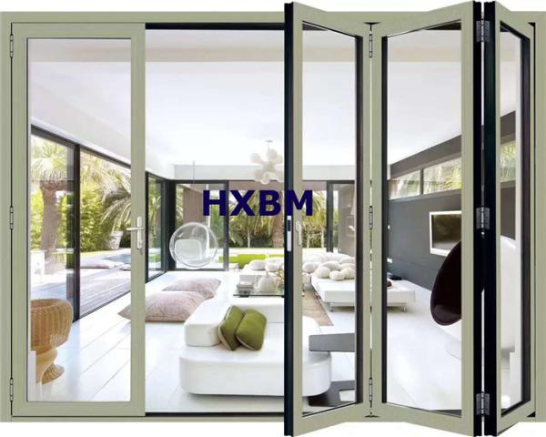 Cheap EPDM External Aluminum Folding Doors 12A Glass 75mm Depth for sale