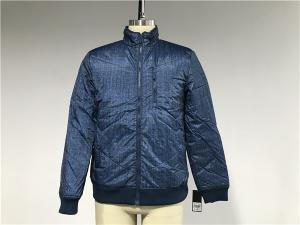 Best Chunky Denim Look Polyester Nylon Wadded Puffer Jacket With Rib Detail TW64465 wholesale