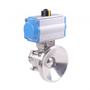Best 304 316 Stainless Steel Hygienic Weld Clamp Flange Thread Ball Valve with Pneumatic Actuator wholesale