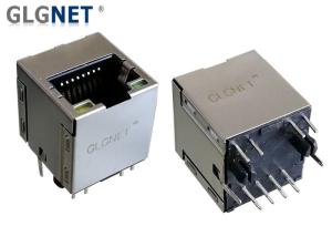 China Vertical 180 Degrees Rj45 Gigabit Connector Single Port With LED Green Yellow on sale