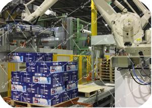 Best Unit Load Robotic Palletizing System , Automatic Robot Palletizer For Various Carton Boxes wholesale