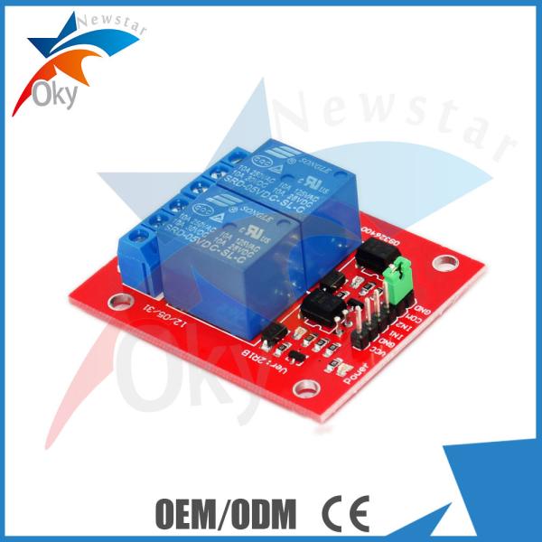 Cheap 8cm x 8cm x 5cm Red Board For Arduino , 5V / 12V 2 Channel Relay Module for sale