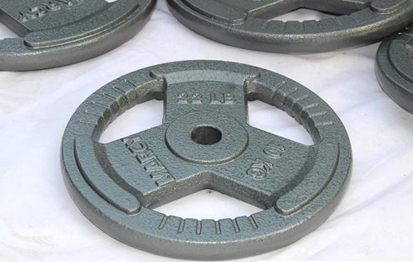 Cheap Gray Hammertone weight plates with 3 handles barbell plates for sale