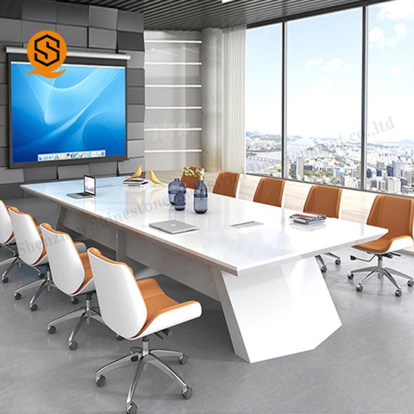 Cheap SGS Rectangular Solid Surface Conference Table Easily Repairable for sale