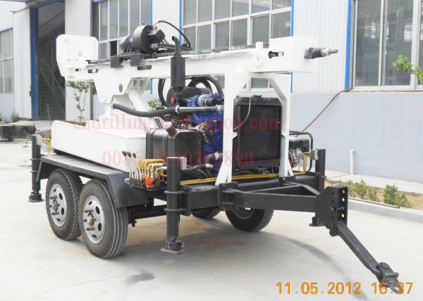 Cheap Hydraulic Rotation Water Well Drilling Equipment With 4 Wheel Trailer Mounted for sale