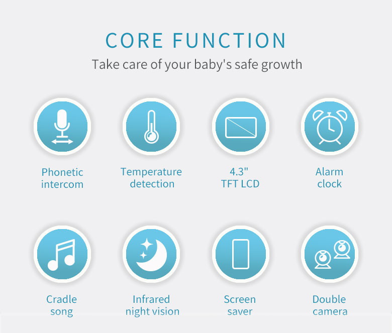 720p HD Babycare Babyphone 4.3" Screen 2G2P Lens 480x272 1500MA 940 Wifi Camera Pet Monitor