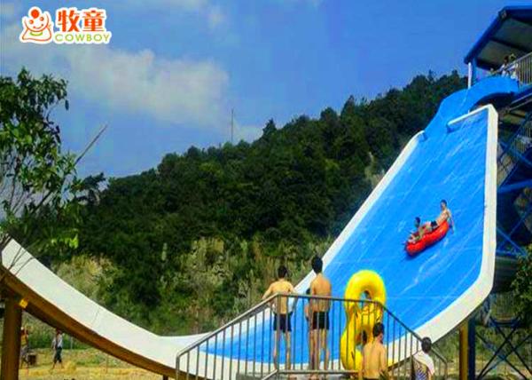 Cheap 2 Riders Swimming Pool Water Slides / Water Park Playground Equipment for sale