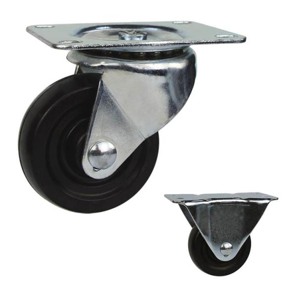 Cheap Black 4 Inch 176lbs Loading Low Profile Rubber Casters for sale