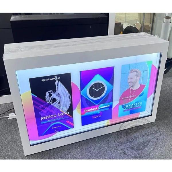 Cheap 16 9 Display Ratio Wall Mount Transparent Lcd Showcase Capacitive PCAP Touch With CMS Software for sale