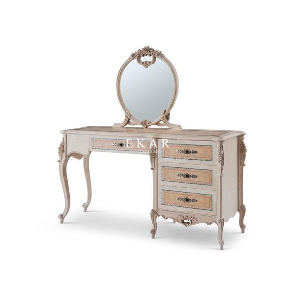 Cheap Classic Hand Carved Luxury Wooden Dressing Table With Mirror for sale