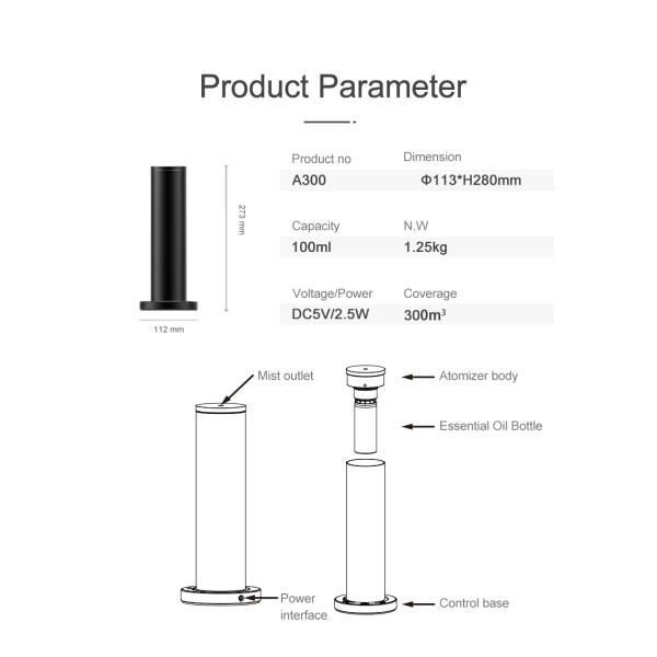 HOMEFISH PET Waterless Aroma Scent Diffuser Machine Tower 100ml