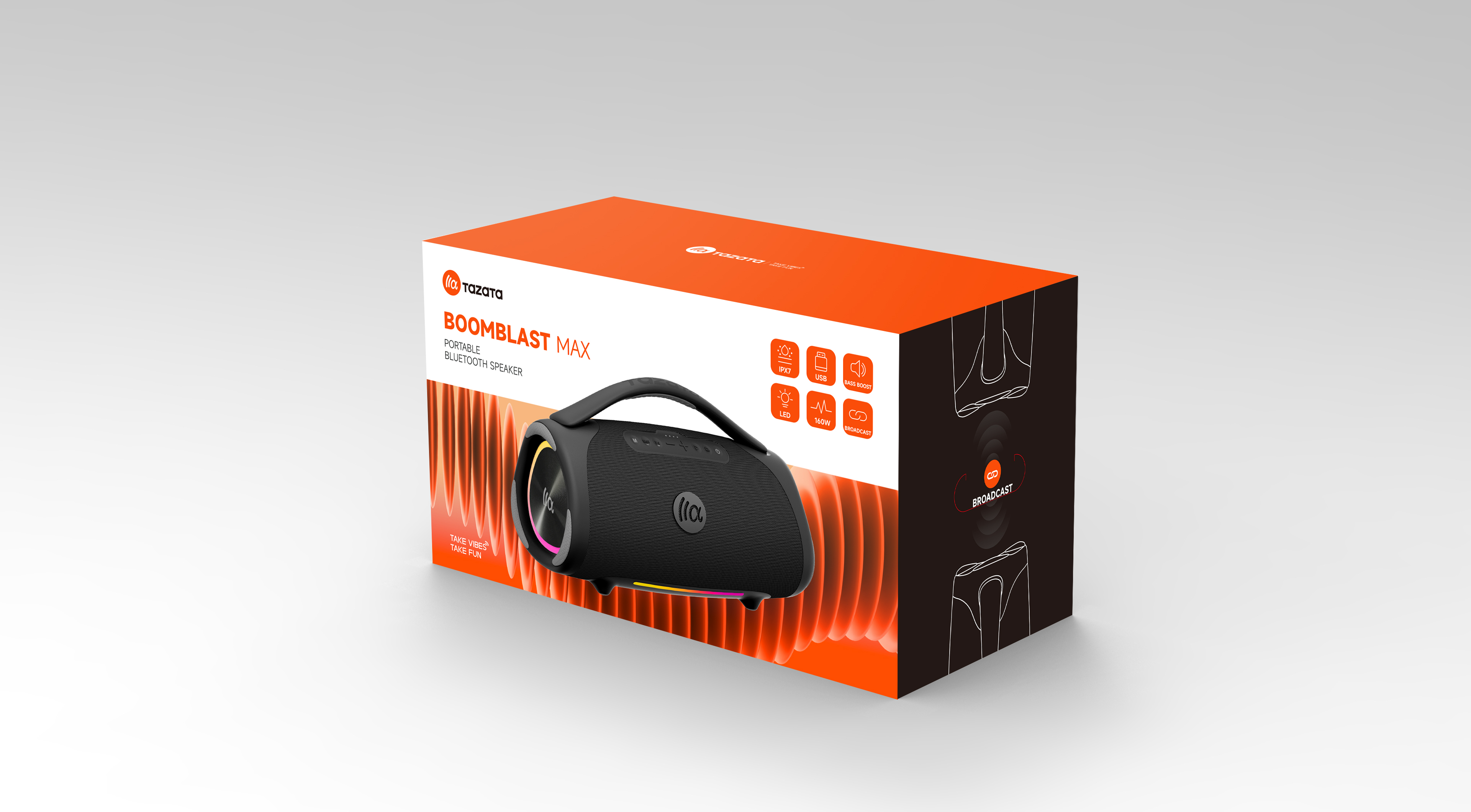 BT Wireless Bluetooth v5.3 IPX7 Waterproof Speaker with 160W Output and Broadcast Connection NO Built-in Microphone