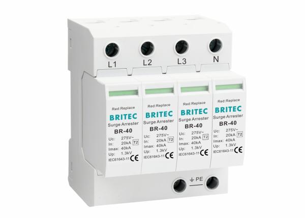 Cheap 40ka 4P SPD Type 2 MOV AC Power Surge Protector for sale