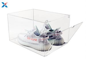 Transparent Color Acrylic Shoe Box Customized Shape Different Sizes With Drop Front