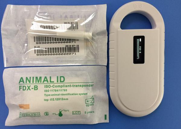 Cheap RFID ISO Transponder Microchip 6 Stickers With Reusable Injector 2.12*12mm Injectable Transponders for sale