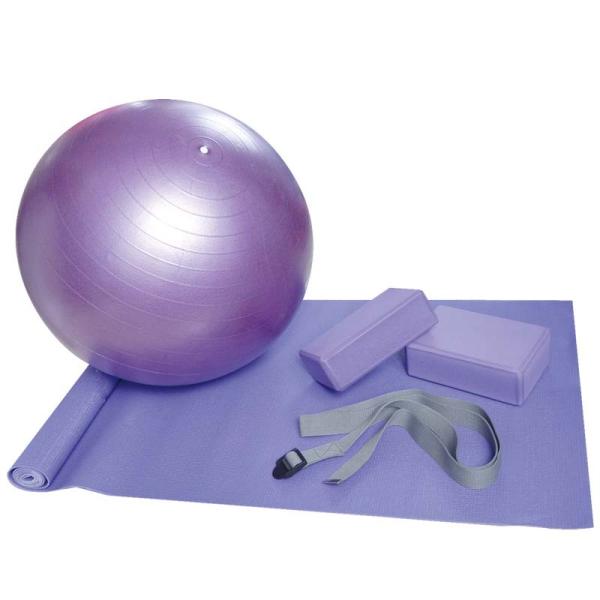 Cheap Strap Block Pvc Massage Ball 5 IN1 55cm Yoga Ball Set Gym Block Strap for sale