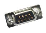 9 Pin DB D SUB Circuit Board Pin Connectors Double Row Black PBT Material