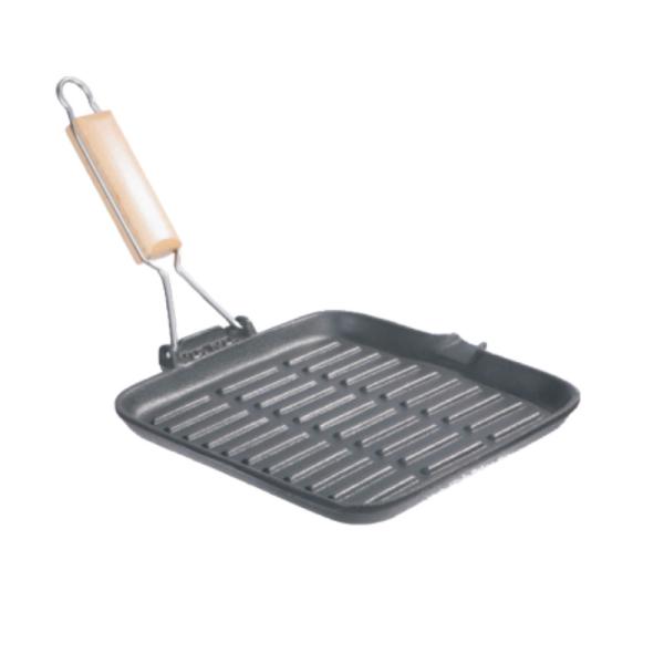 Cheap Square Cast Iron Grill Griddle Pre Seasoned Flat Iron Skillet Grill With Folding Handle for sale